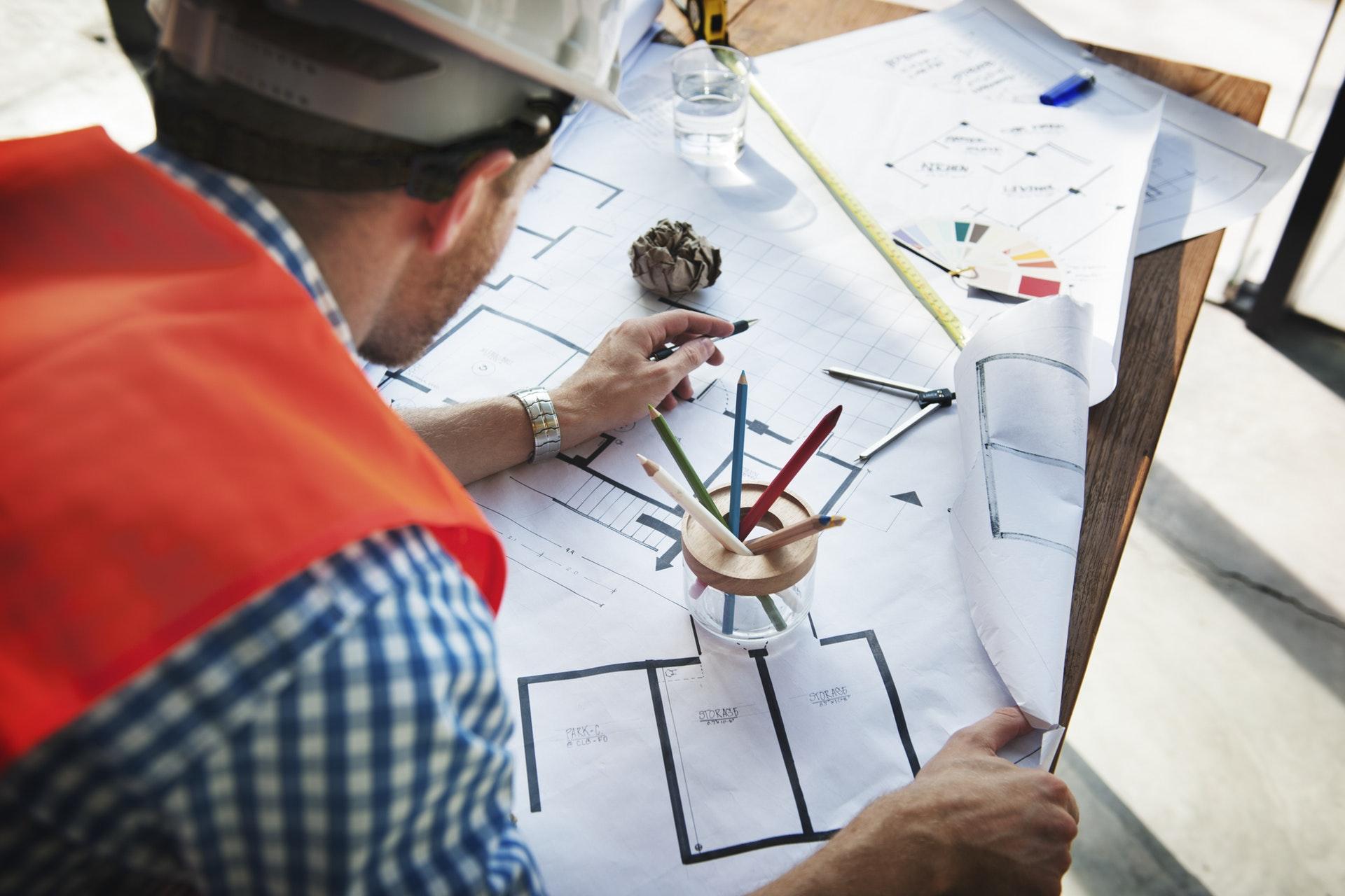 engineer checking a design 