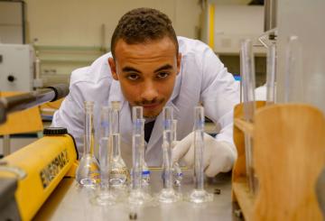 student in a lab