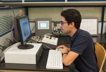 student studying on a computer