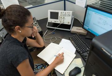 student studying on a computer