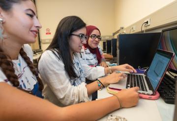 students working in computer lab