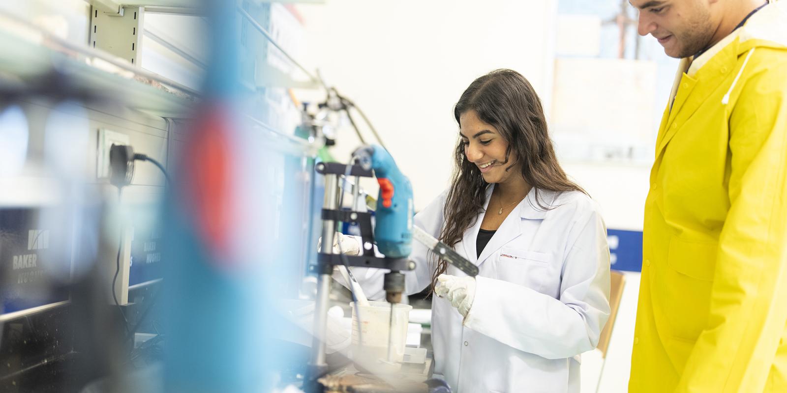 students with equipment in petroleum lab