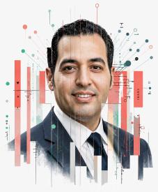 Graphic of man in suit.