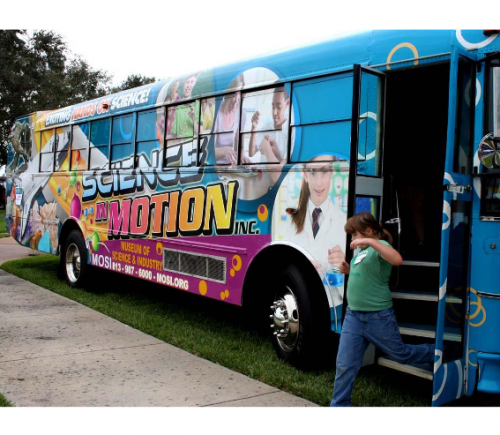 Photo of painted Bus with Science in Motion text