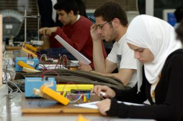 students in electronics lab